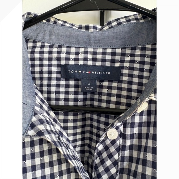 Tommy Hilfiger Gingham Shirt Dress Belted Casual‎ Career Size 4 - Picture 7 of 7